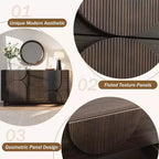 Commode Whisen à 6 tiroirs, design géométrique moderne, buffet de rangement large à accents demi-cercle pour chambre et salon