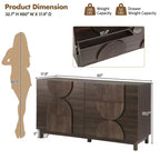Commode Whisen à 6 tiroirs, design géométrique moderne, buffet de rangement large à accents demi-cercle pour chambre et salon