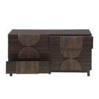 Commode Whisen à 6 tiroirs, design géométrique moderne, buffet de rangement large à accents demi-cercle pour chambre et salon