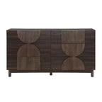 Commode Whisen à 6 tiroirs, design géométrique moderne, buffet de rangement large à accents demi-cercle pour chambre et salon