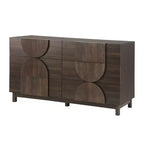 Commode Whisen à 6 tiroirs, design géométrique moderne, buffet de rangement large à accents demi-cercle pour chambre et salon