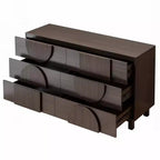 Commode Whisen à 6 tiroirs, design géométrique moderne, buffet de rangement large à accents demi-cercle pour chambre et salon