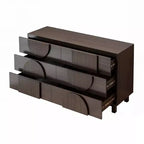 Commode Whisen à 6 tiroirs, design géométrique moderne, buffet de rangement large à accents demi-cercle pour chambre et salon