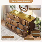 Commode Whisen à 6 tiroirs, design géométrique moderne, buffet de rangement large à accents demi-cercle pour chambre et salon