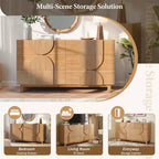Commode Whisen à 6 tiroirs, design géométrique moderne, buffet de rangement large à accents demi-cercle pour chambre et salon