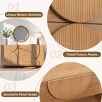 Commode Whisen à 6 tiroirs, design géométrique moderne, buffet de rangement large à accents demi-cercle pour chambre et salon