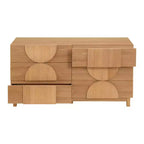 Commode Whisen à 6 tiroirs, design géométrique moderne, buffet de rangement large à accents demi-cercle pour chambre et salon