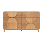 Commode Whisen à 6 tiroirs, design géométrique moderne, buffet de rangement large à accents demi-cercle pour chambre et salon