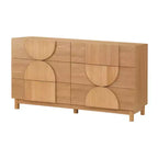 Commode Whisen à 6 tiroirs, design géométrique moderne, buffet de rangement large à accents demi-cercle pour chambre et salon