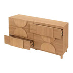 Commode Whisen à 6 tiroirs, design géométrique moderne, buffet de rangement large à accents demi-cercle pour chambre et salon