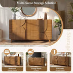 Commode Whisen à 6 tiroirs, design géométrique moderne, buffet de rangement large à accents demi-cercle pour chambre et salon