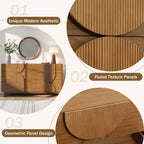 Commode Whisen à 6 tiroirs, design géométrique moderne, buffet de rangement large à accents demi-cercle pour chambre et salon