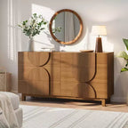 Whisen 6-Drawer Modern Geometric Dresser, Half-Circle Accent Wide Storage Chest for Bedroom & Living Room