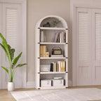 Bibliothèque 5 étagères, bibliothèque arquée 182 cm, étagère de rangement style ferme, étagères en bois pour bureau à domicile, salon