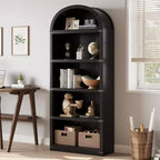 Bibliothèque 5 étagères, bibliothèque arquée 182 cm, étagère de rangement style ferme, étagères en bois pour bureau à domicile, salon