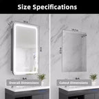 Meuble-lavabo rectangulaire en fer FAMYYT de 16 po de large x 28 po de haut avec miroir, lumière LED à intensité variable, anti-buée et prises de courant - Entièrement assemblé