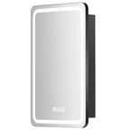 Meuble-lavabo rectangulaire en fer FAMYYT de 16 po de large x 28 po de haut avec miroir, lumière LED à intensité variable, anti-buée et prises de courant - Entièrement assemblé