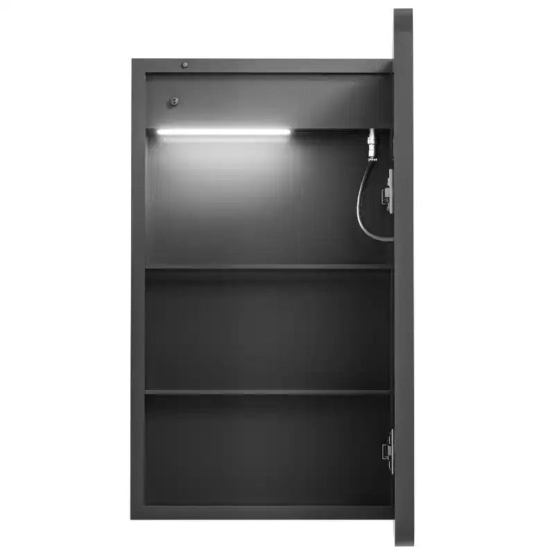 Meuble-lavabo rectangulaire en fer FAMYYT de 16 po de large x 28 po de haut avec miroir, lumière LED à intensité variable, anti-buée et prises de courant - Entièrement assemblé