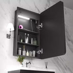 Meuble-lavabo rectangulaire en fer FAMYYT de 16 po de large x 28 po de haut avec miroir, lumière LED à intensité variable, anti-buée et prises de courant - Entièrement assemblé