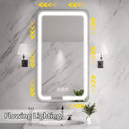 Meuble-lavabo rectangulaire en fer FAMYYT de 16 po de large x 28 po de haut avec miroir, lumière LED à intensité variable, anti-buée et prises de courant - Entièrement assemblé