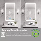 Meuble-lavabo rectangulaire en fer FAMYYT de 16 po de large x 28 po de haut avec miroir, lumière LED à intensité variable, anti-buée et prises de courant - Entièrement assemblé