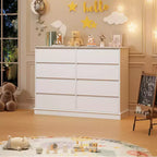 Commode double 8 tiroirs, en bois moderne et large, dispositif anti-basculement, grand meuble de rangement pour vêtements, pour salon, entrée