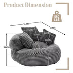 Canapé Poire pour Adultes et Enfants, Fauteuil Poire surdimensionné en Velours Côtelé avec 3 Coussins et Accoudoirs pour Salon Chambre - ModernLuxe