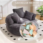 Canapé Poire pour Adultes et Enfants, Fauteuil Poire surdimensionné en Velours Côtelé avec 3 Coussins et Accoudoirs pour Salon Chambre - ModernLuxe