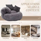 Canapé Poire pour Adultes et Enfants, Fauteuil Poire surdimensionné en Velours Côtelé avec 3 Coussins et Accoudoirs pour Salon Chambre - ModernLuxe
