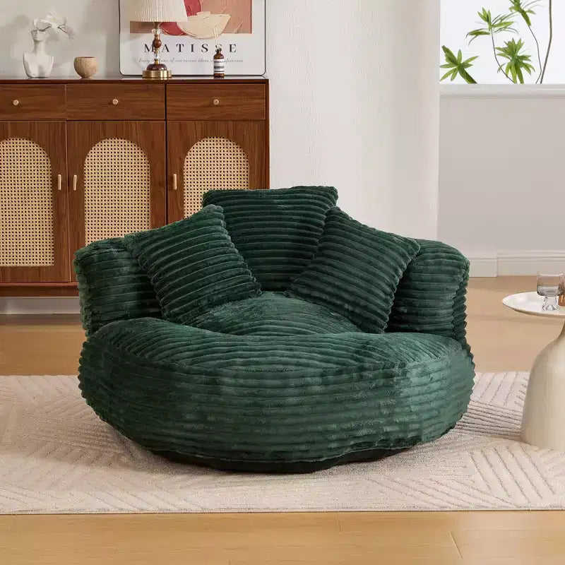 Canapé Poire pour Adultes et Enfants, Fauteuil Poire surdimensionné en Velours Côtelé avec 3 Coussins et Accoudoirs pour Salon Chambre - ModernLuxe