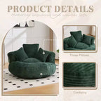 Canapé Poire pour Adultes et Enfants, Fauteuil Poire surdimensionné en Velours Côtelé avec 3 Coussins et Accoudoirs pour Salon Chambre - ModernLuxe