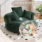Canapé Poire pour Adultes et Enfants, Fauteuil Poire surdimensionné en Velours Côtelé avec 3 Coussins et Accoudoirs pour Salon Chambre - ModernLuxe