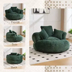 Canapé Poire pour Adultes et Enfants, Fauteuil Poire surdimensionné en Velours Côtelé avec 3 Coussins et Accoudoirs pour Salon Chambre - ModernLuxe