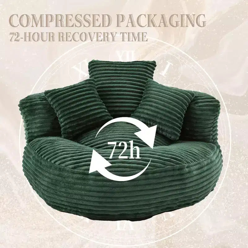 Canapé Poire pour Adultes et Enfants, Fauteuil Poire surdimensionné en Velours Côtelé avec 3 Coussins et Accoudoirs pour Salon Chambre - ModernLuxe