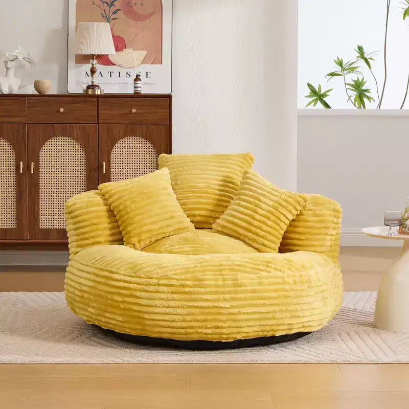 Canapé Poire pour Adultes et Enfants, Fauteuil Poire surdimensionné en Velours Côtelé avec 3 Coussins et Accoudoirs pour Salon Chambre - ModernLuxe