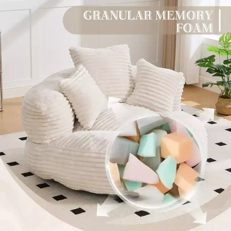 Canapé Poire pour Adultes et Enfants, Fauteuil Poire surdimensionné en Velours Côtelé avec 3 Coussins et Accoudoirs pour Salon Chambre - ModernLuxe