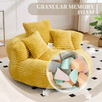 Canapé Poire pour Adultes et Enfants, Fauteuil Poire surdimensionné en Velours Côtelé avec 3 Coussins et Accoudoirs pour Salon Chambre - ModernLuxe