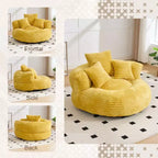 Canapé Poire pour Adultes et Enfants, Fauteuil Poire surdimensionné en Velours Côtelé avec 3 Coussins et Accoudoirs pour Salon Chambre - ModernLuxe