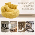 Canapé Poire pour Adultes et Enfants, Fauteuil Poire surdimensionné en Velours Côtelé avec 3 Coussins et Accoudoirs pour Salon Chambre - ModernLuxe