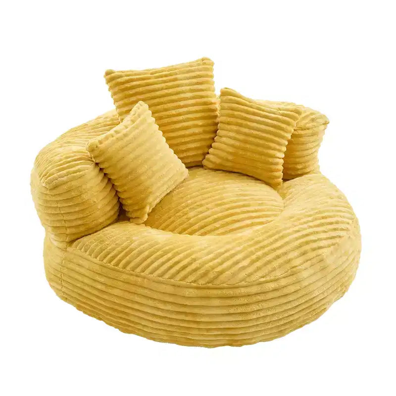 Canapé Poire pour Adultes et Enfants, Fauteuil Poire surdimensionné en Velours Côtelé avec 3 Coussins et Accoudoirs pour Salon Chambre - ModernLuxe