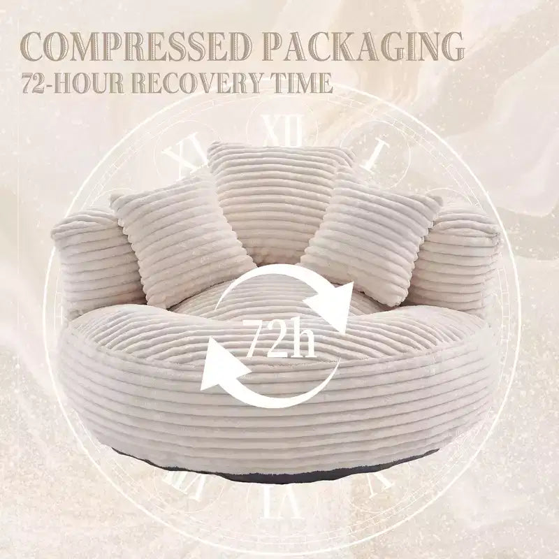 Canapé Poire pour Adultes et Enfants, Fauteuil Poire surdimensionné en Velours Côtelé avec 3 Coussins et Accoudoirs pour Salon Chambre - ModernLuxe