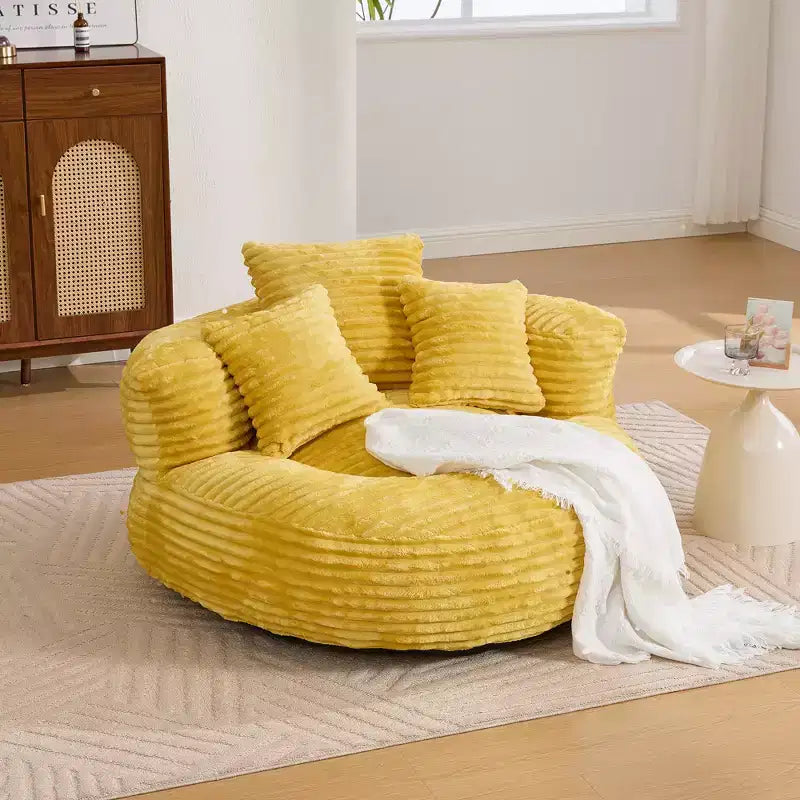 Canapé Poire pour Adultes et Enfants, Fauteuil Poire surdimensionné en Velours Côtelé avec 3 Coussins et Accoudoirs pour Salon Chambre - ModernLuxe