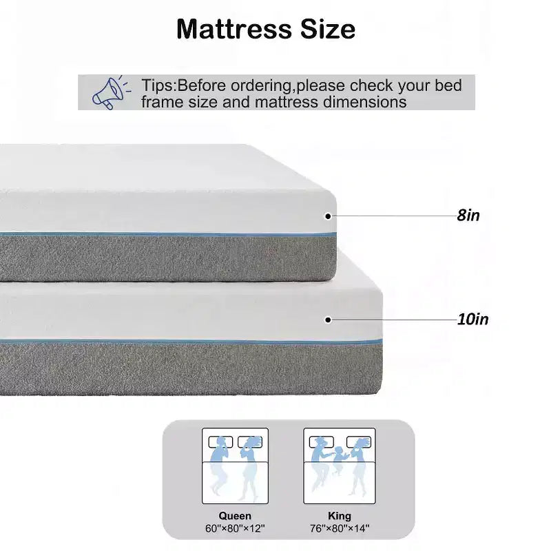 Matelas Dyonery très ferme 8 po, grand lit (Queen) Un matelas en mousse à mémoire de forme haute densité conçu spécifiquement pour soulager les maux de dos. 80 x 60 po.