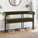 Banc moderne Panipeachy 49" avec dossier et accoudoirs, banc de salle à manger élégant, causeuse avec cadre en métal, siège d'appoint pour salon