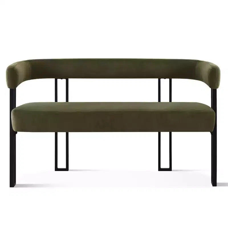 Banc moderne Panipeachy 49" avec dossier et accoudoirs, banc de salle à manger élégant, causeuse avec cadre en métal, siège d'appoint pour salon