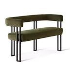 Banc moderne Panipeachy 49" avec dossier et accoudoirs, banc de salle à manger élégant, causeuse avec cadre en métal, siège d'appoint pour salon