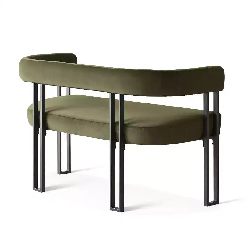 Banc moderne Panipeachy 49" avec dossier et accoudoirs, banc de salle à manger élégant, causeuse avec cadre en métal, siège d'appoint pour salon