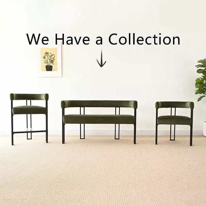Banc moderne Panipeachy 49" avec dossier et accoudoirs, banc de salle à manger élégant, causeuse avec cadre en métal, siège d'appoint pour salon