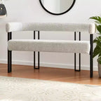Banc moderne Panipeachy 49" avec dossier et accoudoirs, banc de salle à manger élégant, causeuse avec cadre en métal, siège d'appoint pour salon