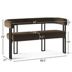 Banc moderne Panipeachy 49" avec dossier et accoudoirs, banc de salle à manger élégant, causeuse avec cadre en métal, siège d'appoint pour salon